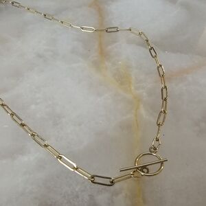 Gold Filled Toggle Paperclip Chain Necklace 16"